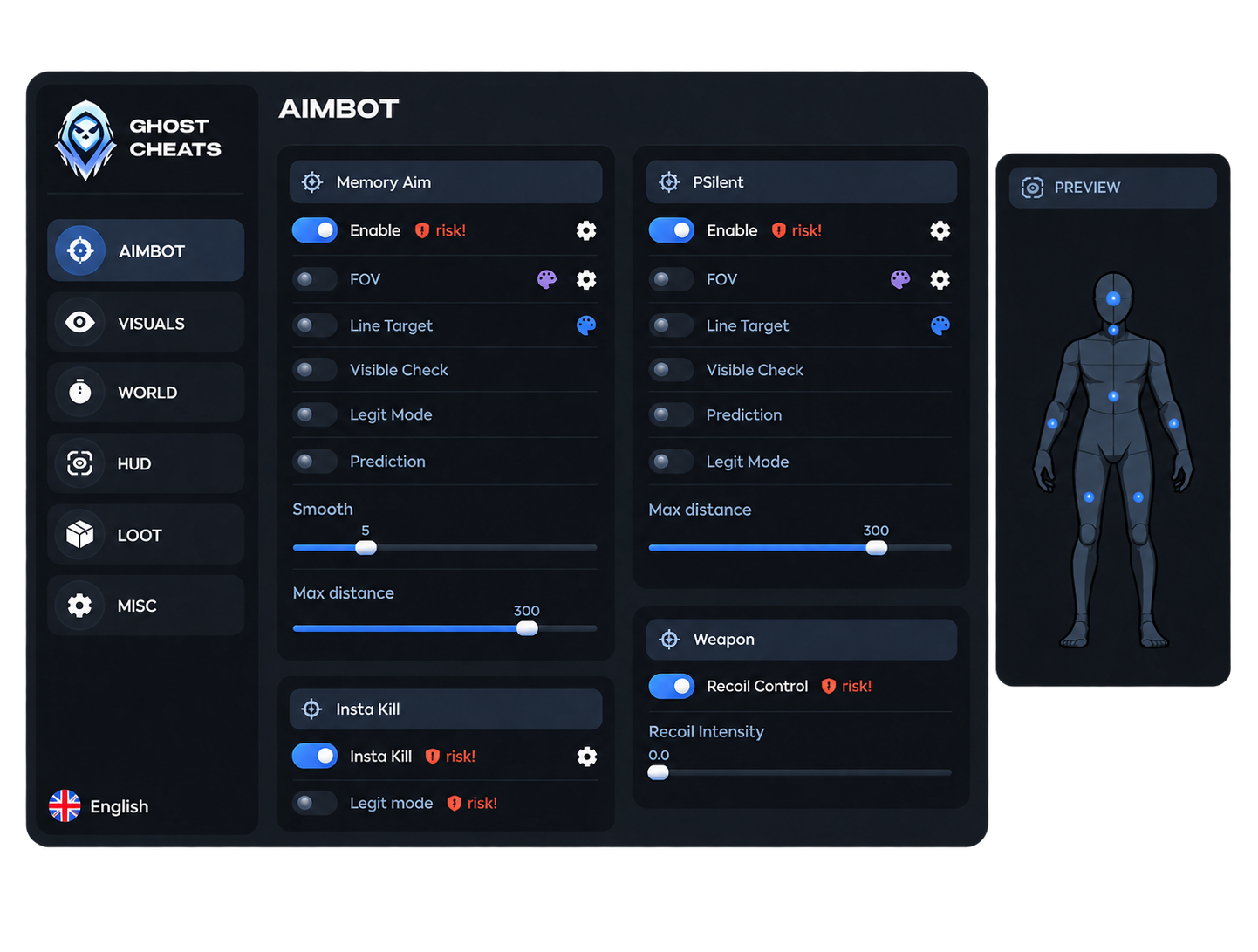 Ghost ABI Full Cheat Menu Aimbot Tab